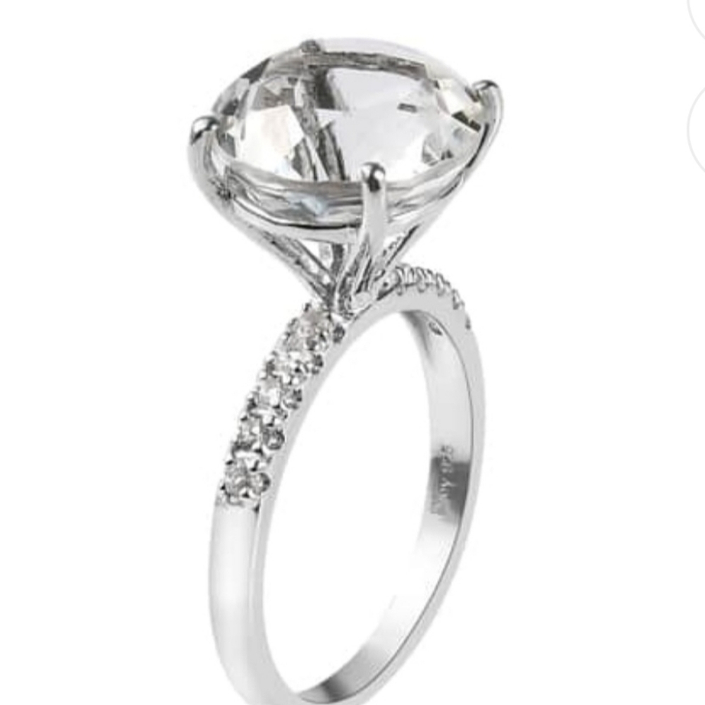 Genuine White Topaz Ring Platinum over Sterling Silver Sz 8! 😲 - Picture 6 of 13